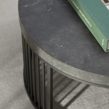 Strington Round Coffee Table in Matt Black 65x35cm