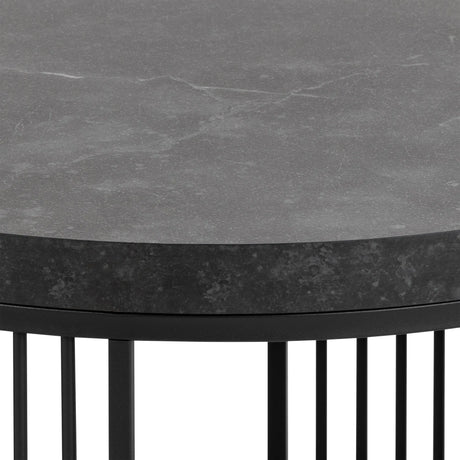 Strington Round Coffee Table in Matt Black 65x35cm