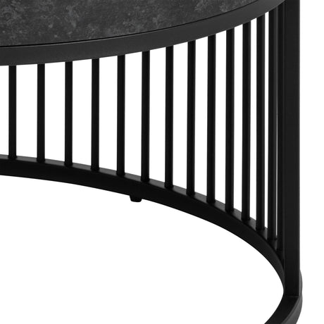 Strington Round Coffee Table in Matt Black 65x35cm