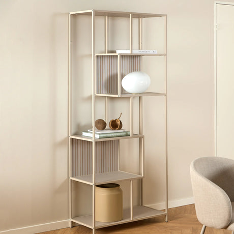 Seaford Tall Grey Metal Bookcase with 5 Shelves