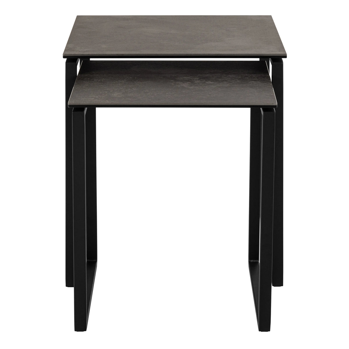 Katrine Square Coffee Table Set in Ceramic Black