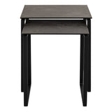 Katrine Square Coffee Table Set in Ceramic Black