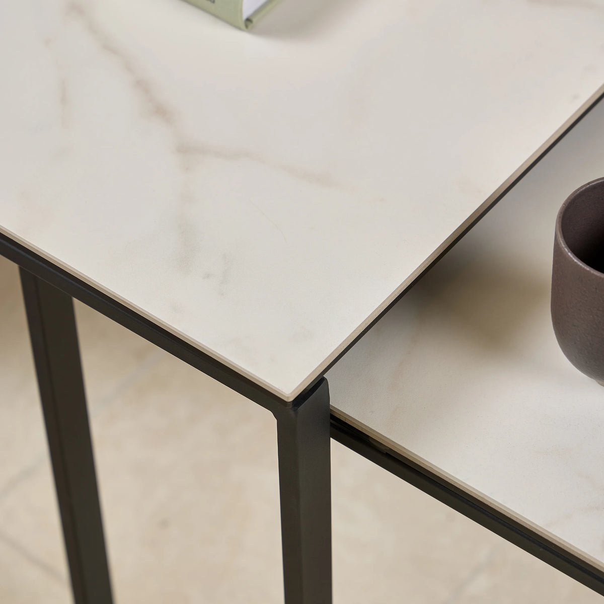 Katrine Square Coffee Table Set in Ceramic White