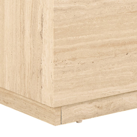 Dice Square and Rectangular Coffee Table Set of 2 in Travertine Rough Paper Effect