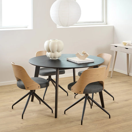 Roxby Round Dining Table in Matt Black 120x76cm