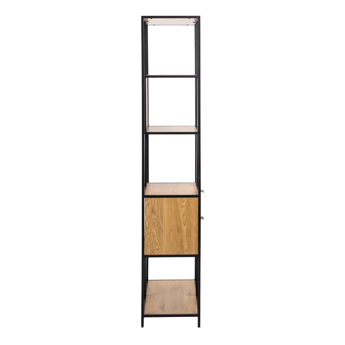 Seaford Tall Wild Oak Metal 2 Drawer Bookcase With 4 Shelves