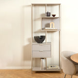 Seaford Tall Grey Metal 2 Drawer Bookcase with 4 Shelves