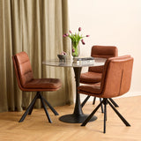 Dean Brandy PU Swivel Dining Chair Set of 2