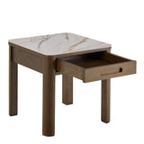 Southampton Square Side Table 1 Drawer in Cream Ceramic