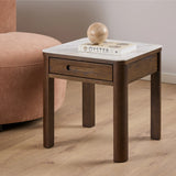 Southampton Square Side Table 1 Drawer in Cream Ceramic