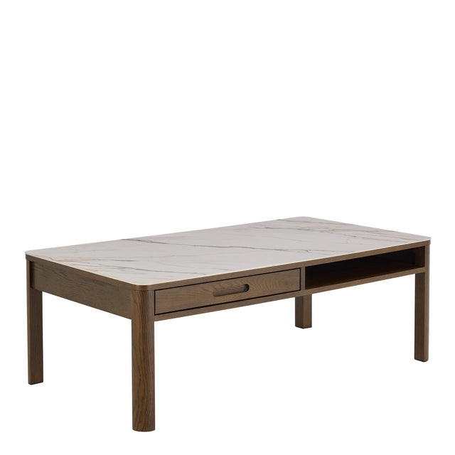 Southampton Rectangular Coffee Table 1 Drawer 1 Shelf  in Cream Ceramic 130x45cm