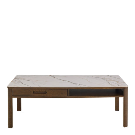 Southampton Rectangular Coffee Table 1 Drawer 1 Shelf  in Cream Ceramic 130x45cm