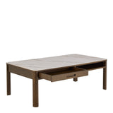 Southampton Rectangular Coffee Table 1 Drawer 1 Shelf  in Cream Ceramic 130x45cm