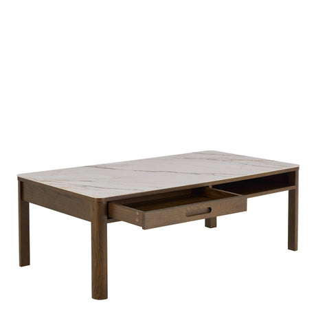 Southampton Rectangular Coffee Table 1 Drawer 1 Shelf  in Cream Ceramic 130x45cm