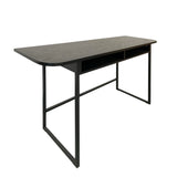 Darlington Console Table With Open Shelf and Oak Top in Black