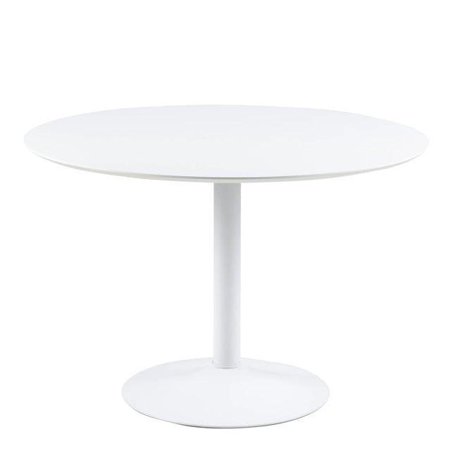 Ibiza Round Dining Table with White Top and White Base 110x74cm