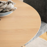 I_Duncan Round Dining Table in White Oak includes 4 Cassandra Dining Chair includes Armrest in White Oak