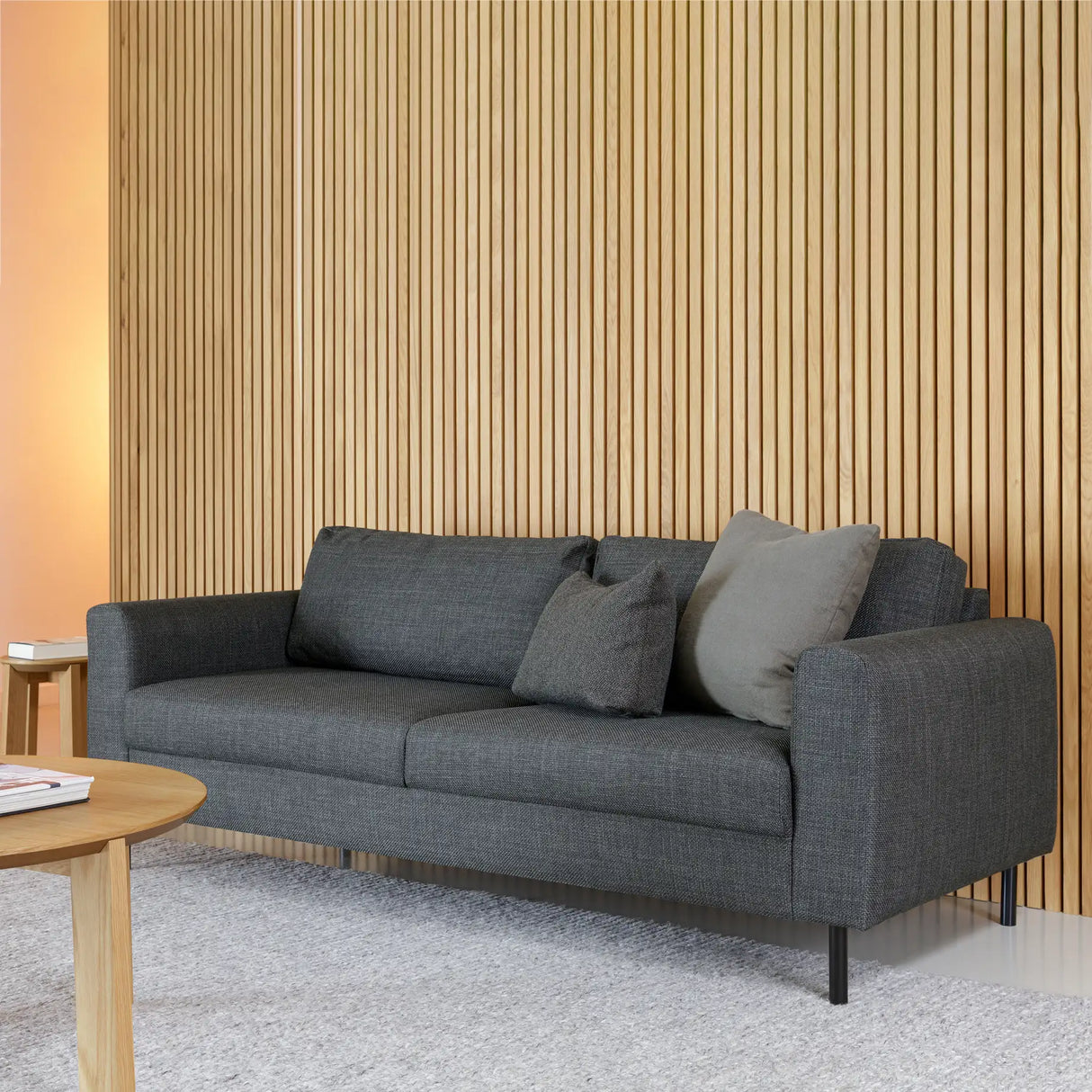 Omaha Set of 2 x 3 Seater Sofas in Basel Dark Grey Fabric