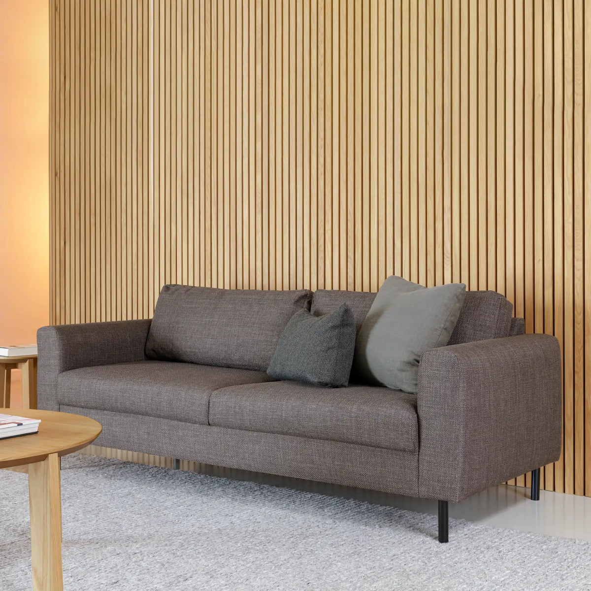 Omaha 2 + 3 Seater Sofa set in Basel Light Grey Brown Fabric