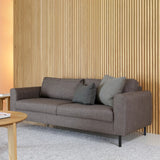 Omaha Set of 2 x 3 Seater Sofas in Basel Light Grey Brown Fabric