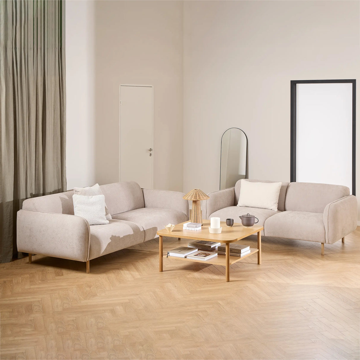 Westham 2.5 + 3 Seater Sofa Set in Fay Beige Fabric