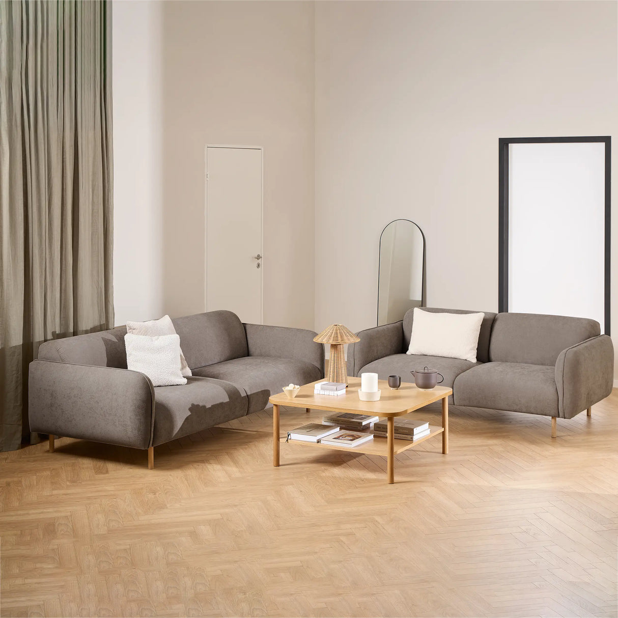 Westham 2 + 3 Seater Sofa Set and Fay Dusty Brown Fabric