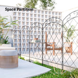 Outsunny Steel Decorative Swirls Outdoor Picket Fence Panels Set of 4, Black