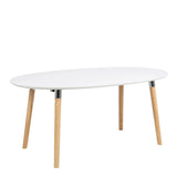 Belina Oval Dining Table in White and Oak