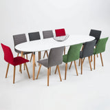 Belina Oval Dining Table in White and Oak