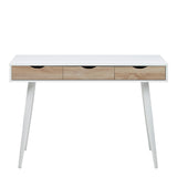 Neptun 3 Drawer Desk in White with 3 Oak Drawers