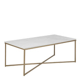 Alisma Coffee Table with White Marble Top & Brass Legs