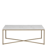 Alisma Coffee Table with White Marble Top & Brass Legs