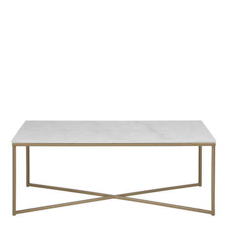 Alisma Coffee Table with White Marble Top & Brass Legs