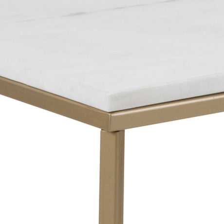Alisma Coffee Table with White Marble Top & Brass Legs