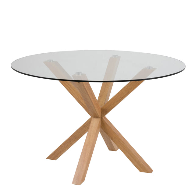 Heaven Round Dining Table with Glass Top 119x75.5cm