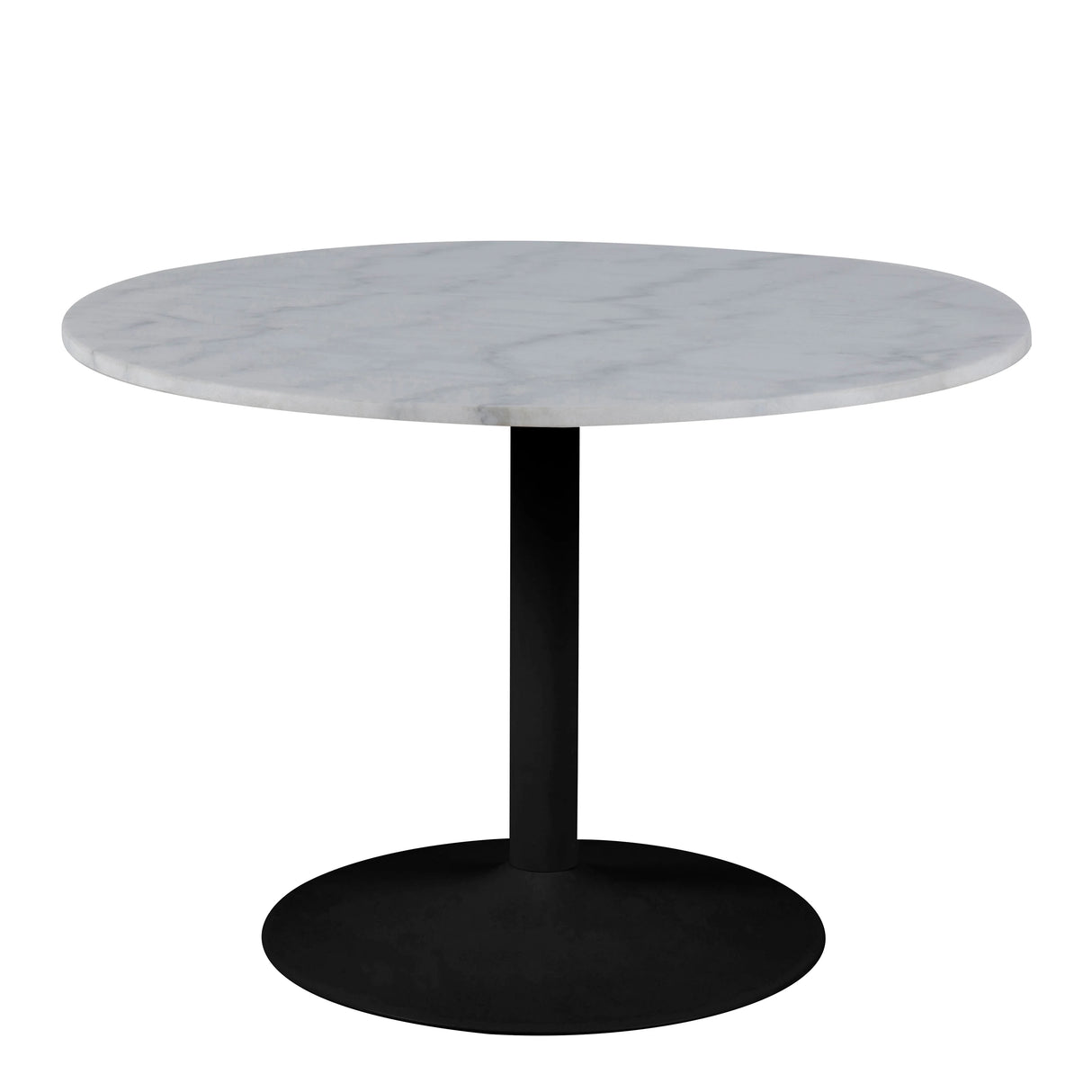 Tarifa Round Dining Table with White Polished Marble Top and Black Base 110x75cm