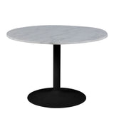 Tarifa Round Dining Table with White Polished Marble Top and Black Base 110x75cm