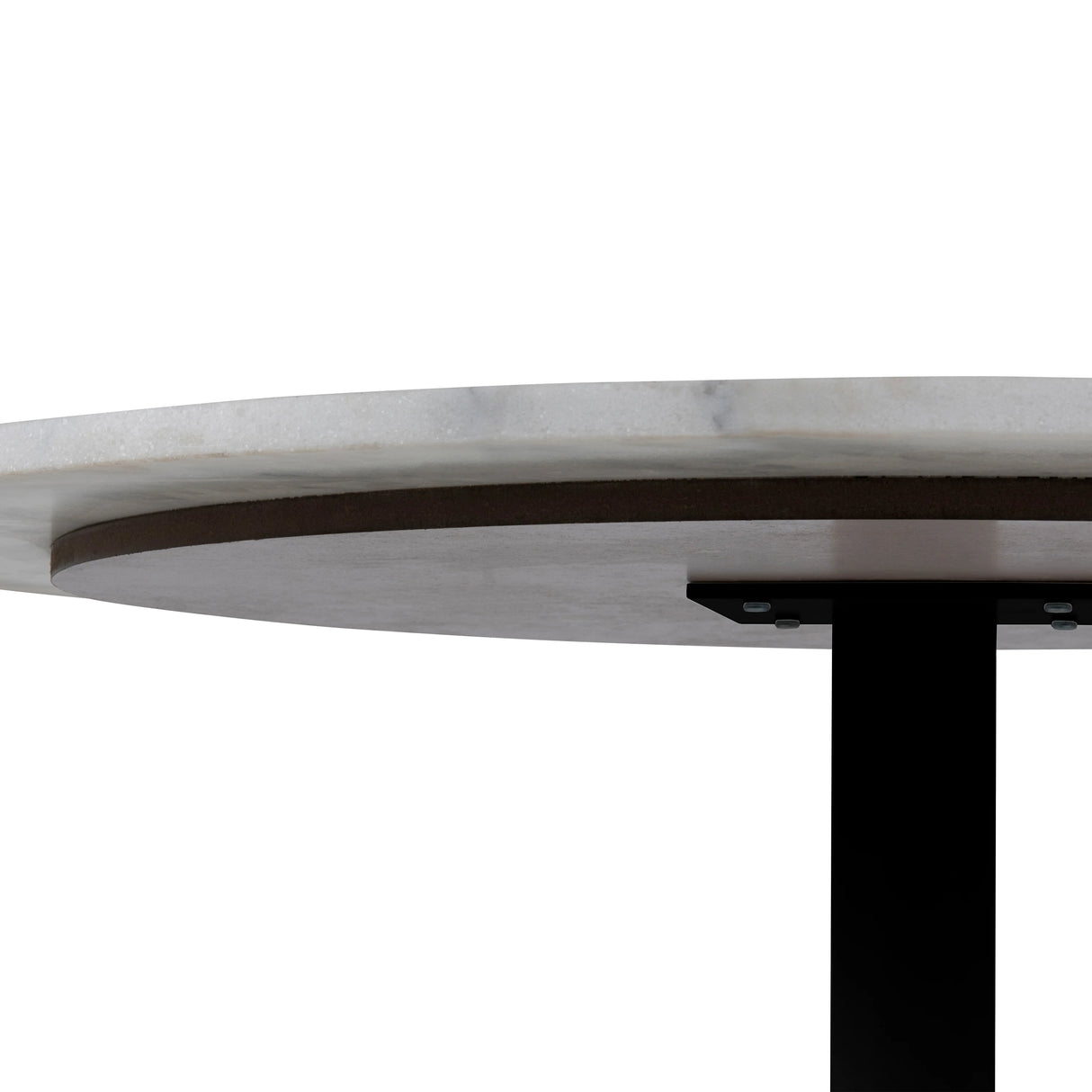 Tarifa Round Dining Table with White Polished Marble Top and Black Base 110x75cm