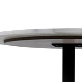 Tarifa Round Dining Table with White Polished Marble Top and Black Base 110x75cm