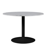 Tarifa Round Dining Table with White Polished Marble Top and Black Base 110x75cm