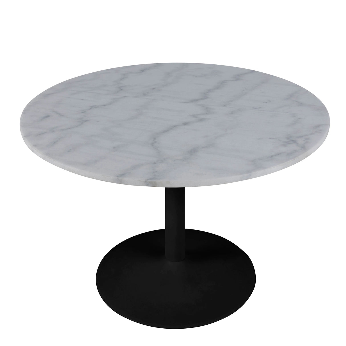 Tarifa Round Dining Table with White Polished Marble Top and Black Base 110x75cm