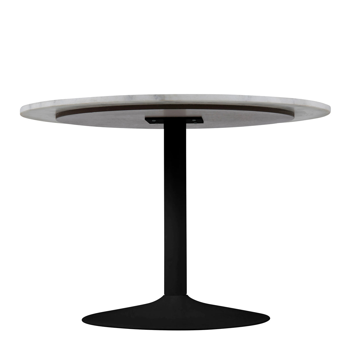 Tarifa Round Dining Table with White Polished Marble Top and Black Base 110x75cm