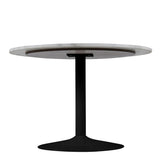 Tarifa Round Dining Table with White Polished Marble Top and Black Base 110x75cm