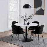 Tarifa Round Dining Table with White Polished Marble Top and Black Base 110x75cm