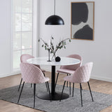Tarifa Round Dining Table with White Polished Marble Top and Black Base 110x75cm