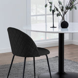 Tarifa Round Dining Table with White Polished Marble Top and Black Base 110x75cm