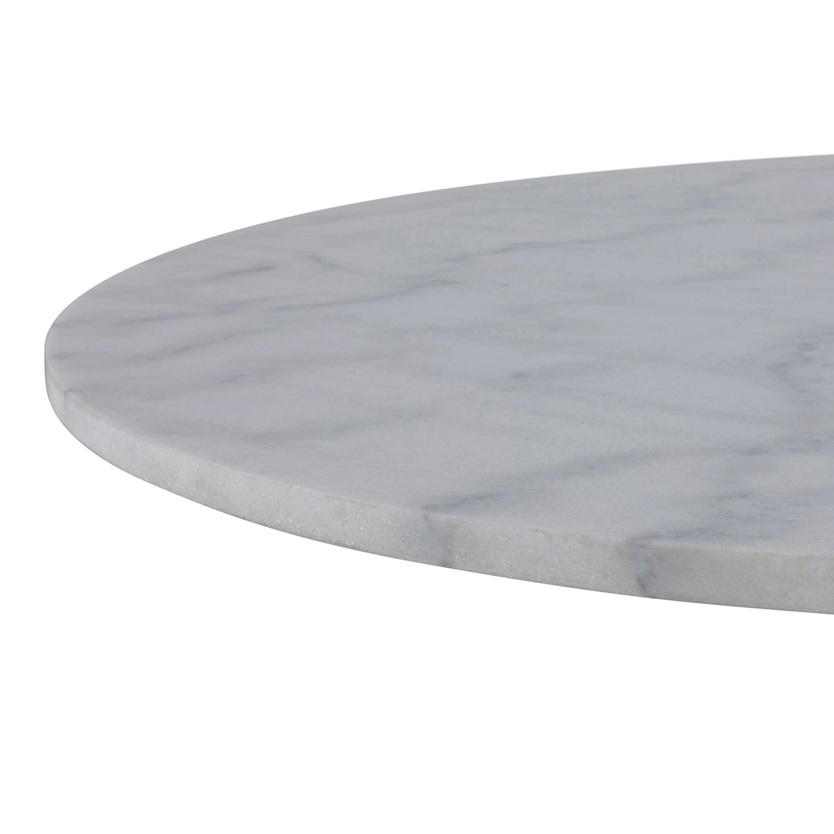 Tarifa Round Dining Table with White Polished Marble Top and Black Base 110x75cm