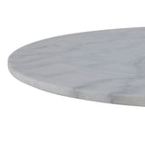 Tarifa Round Dining Table with White Polished Marble Top and Black Base 110x75cm