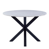 Heaven Round Dining Table with White Polished Marble Top 110x75.5cm