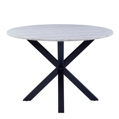 Heaven Round Dining Table with White Polished Marble Top 110x75.5cm